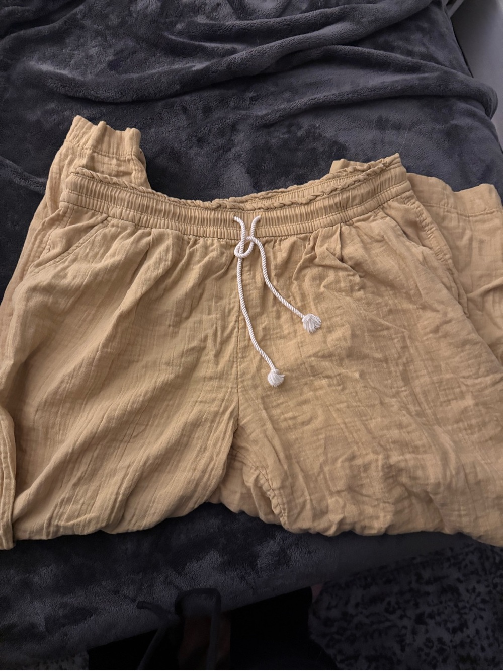Women's Drawstring Linen-Blend barrel pants